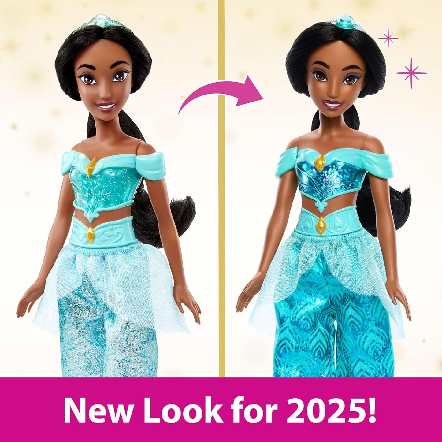 Mattel Disney Princess Toy Jasmine bambola articolata alla moda con vestiti scintillanti e accessori regalo ispirato al film Disney per bambini HLW12