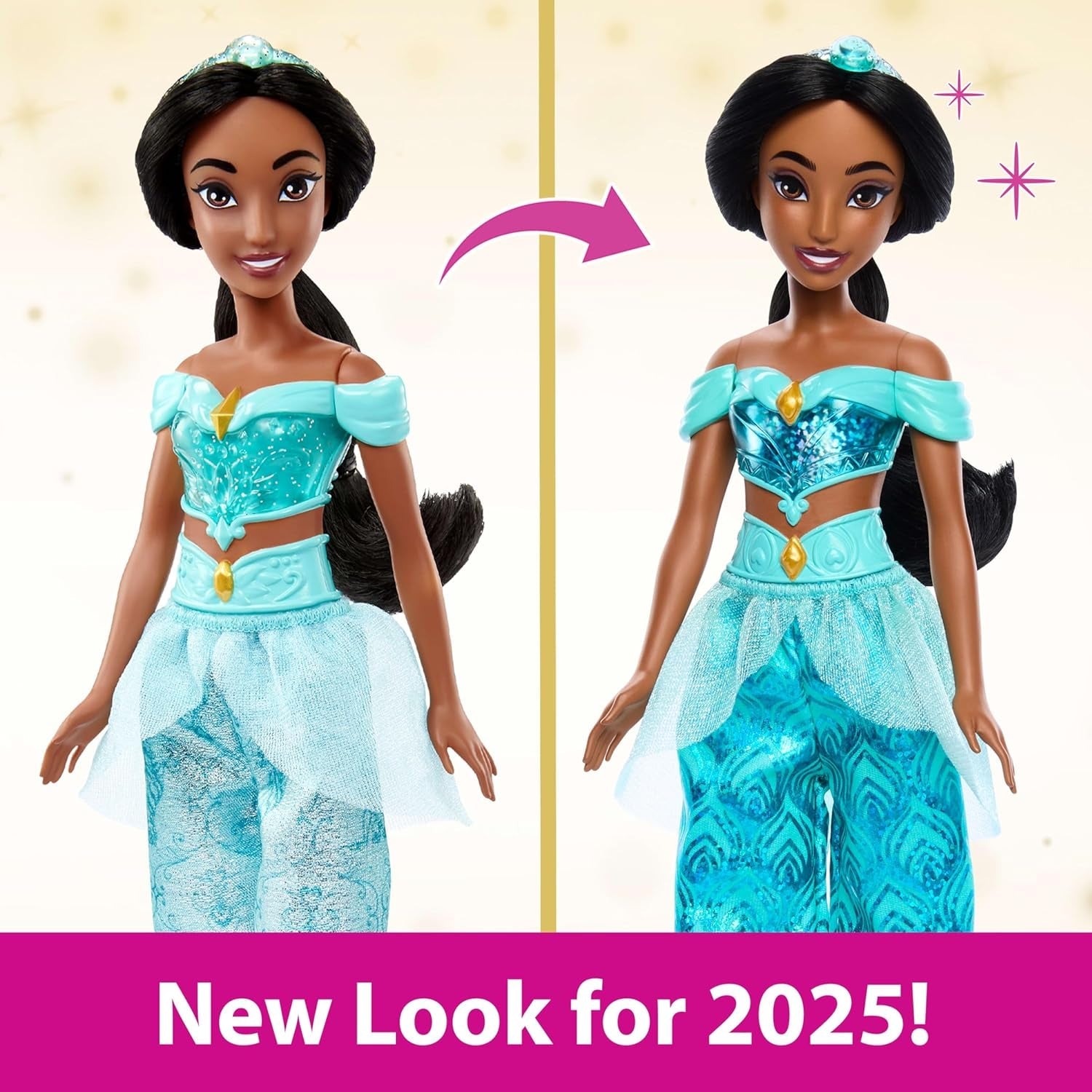 Mattel Disney Princess Toy Jasmine bambola articolata alla moda con vestiti scintillanti e accessori regalo ispirato al film Disney per bambini HLW12