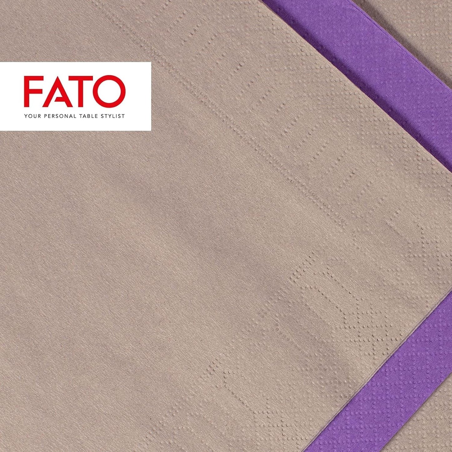 Fato, Tovaglioli Carta Usa E Getta, Ideale per Pranzi Casual e Buffet, Confezione da 50 Tovaglioli, Misura 33X33, Piegato in 4, 2 Strati, Tortora, Carta 100% Pura Cellulosa, Certificato Fsc