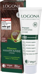 LOGONA Natural Cosmetics Crema colorante vegetale per capelli 240 Castano nocciola, Tintura naturale per capelli castani con henné, crema colorante per toni castani, colorazione per capelli scuri, 150ml Tintura per capelli Naty Shop 230 castano castano [tec]
