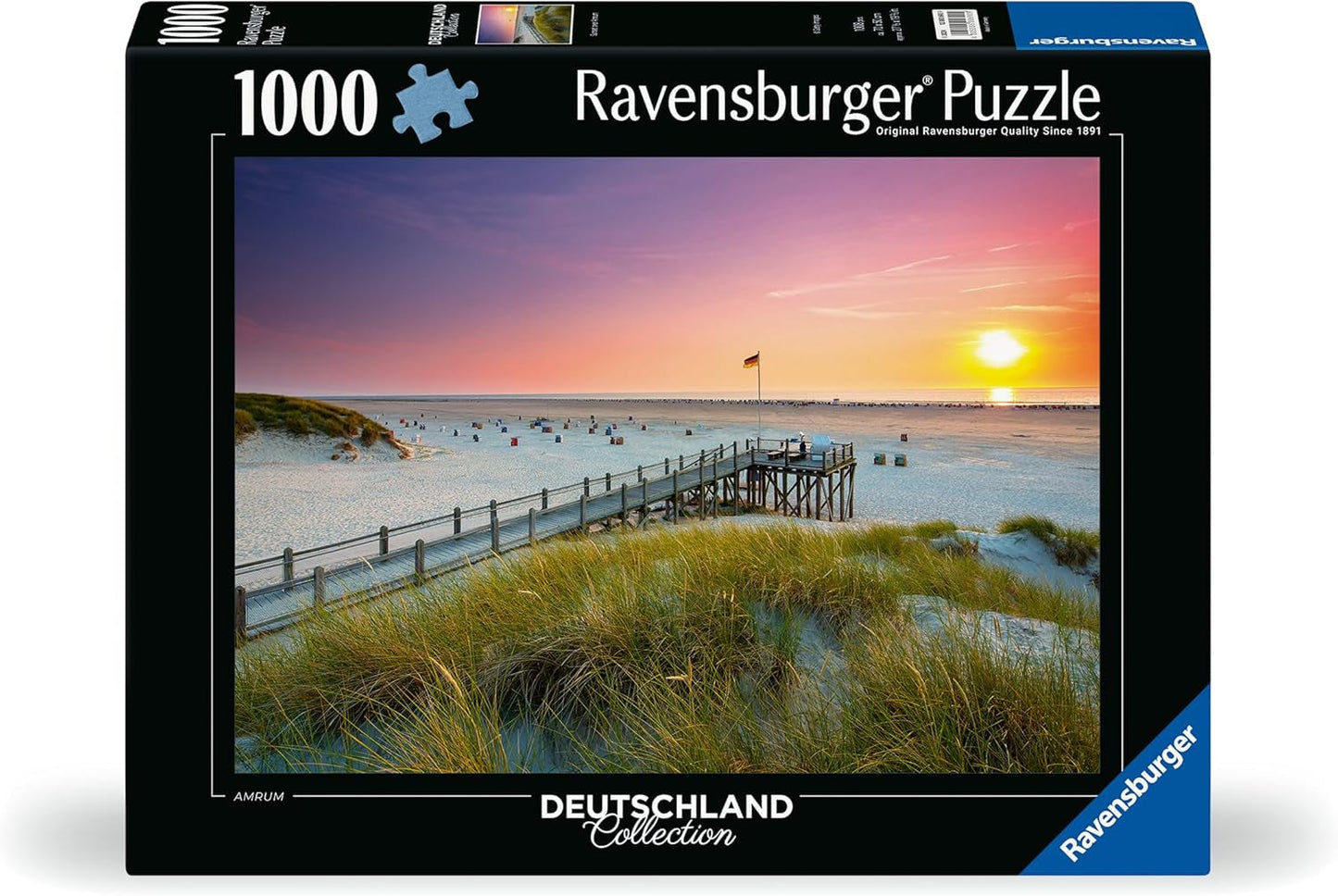Ravensburger Puzzle 12000690 - Tramonto su Amrum - Puzzle da 1000 pezzi per adulti e bambini a partire da 14 anni, Puzzle sulla spiaggia del Mare del Nord Puzzle Naty Shop