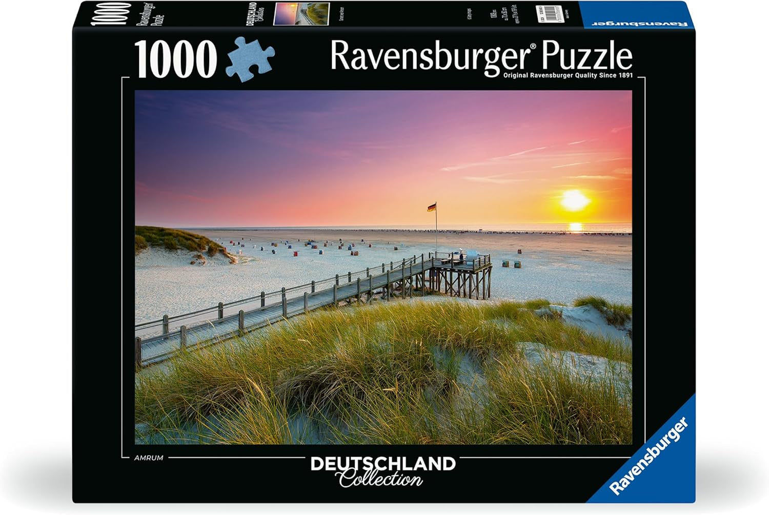 Ravensburger Puzzle 12000690 - Tramonto su Amrum - Puzzle da 1000 pezzi per adulti e bambini a partire da 14 anni, Puzzle sulla spiaggia del Mare del Nord Puzzle Naty Shop