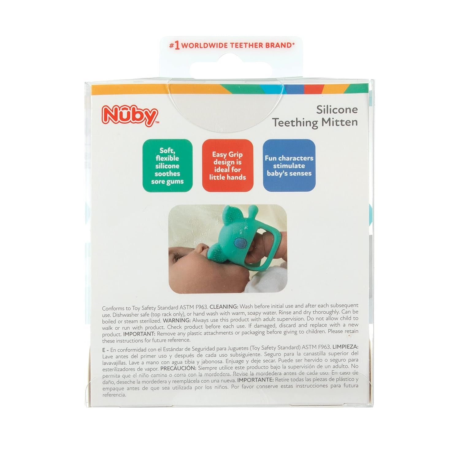 Nuby - Guanto dentale in silicone, senza BPA, Blue Koala, da 3 mesi in su