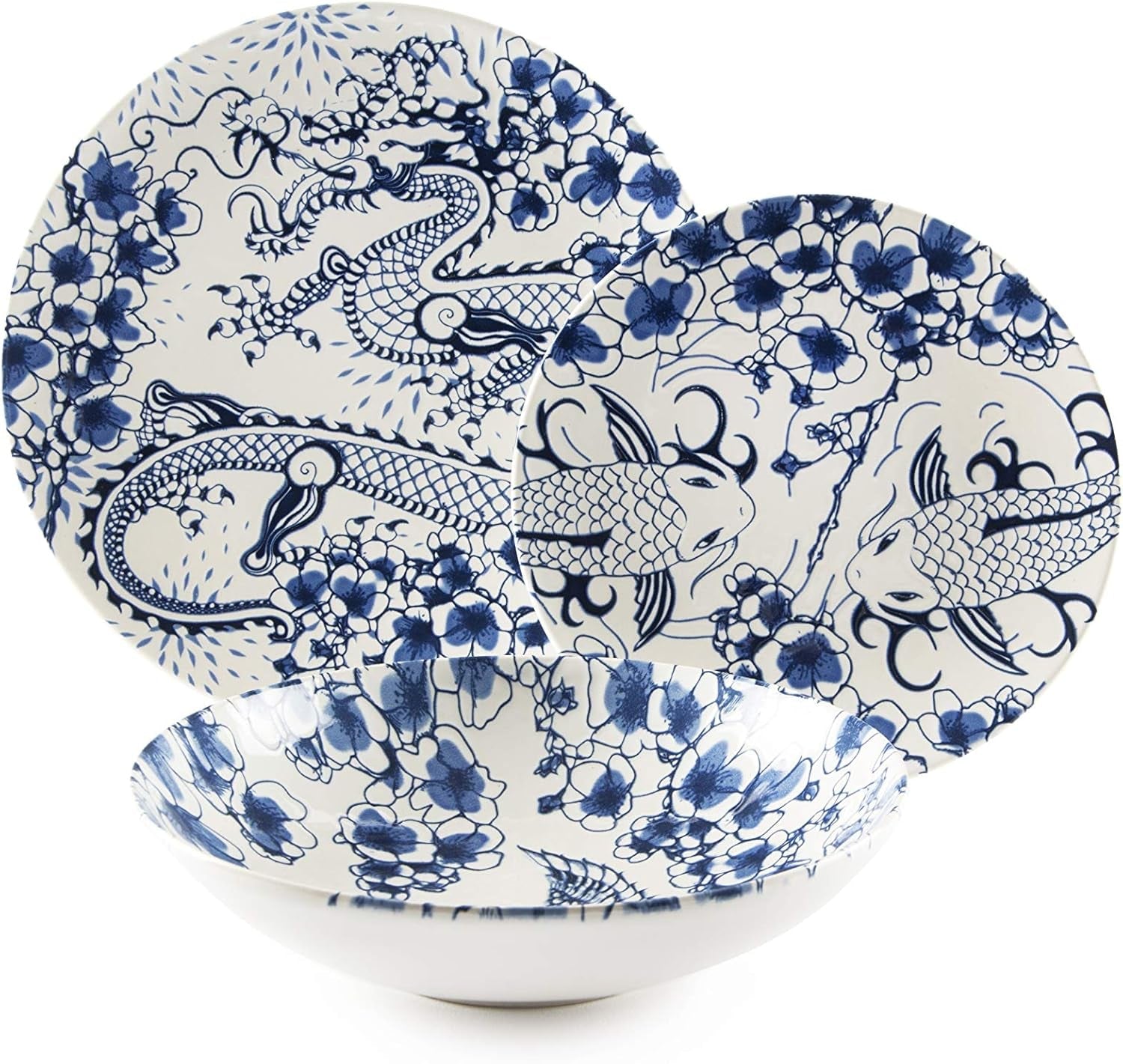 Servizio tavola Excelsa Zen, 18 pezzi, ceramica, bianco e blu