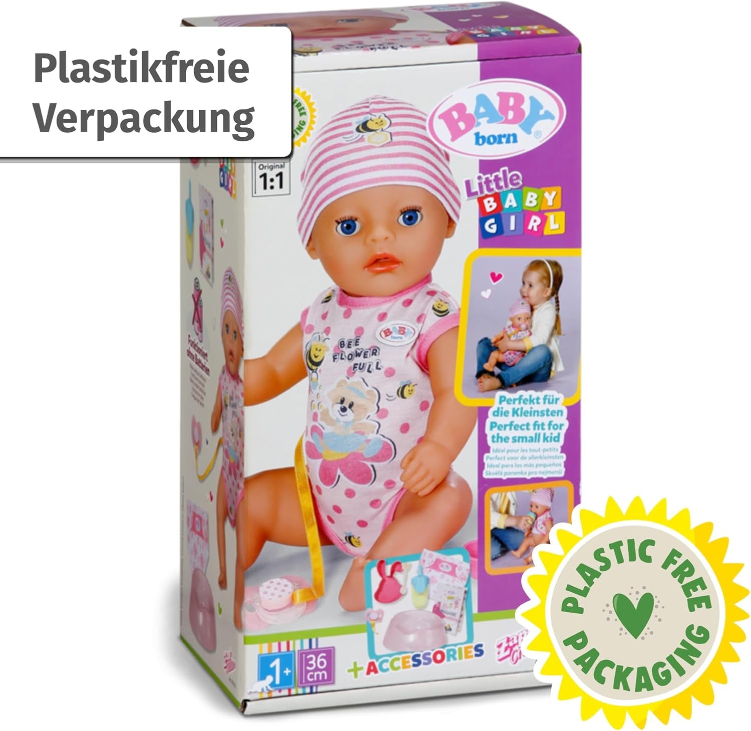 BABY Born Lena (Little Baby Girl) 36Cm, bambola 7 funzioni per bambini da 1 anno, funziona senza batteria, bambola grande 36cm Bambole Naty Shop