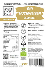 PassionBio Grano Saraceno Bio 2 kg - confezione richiudibile - qualità crudista