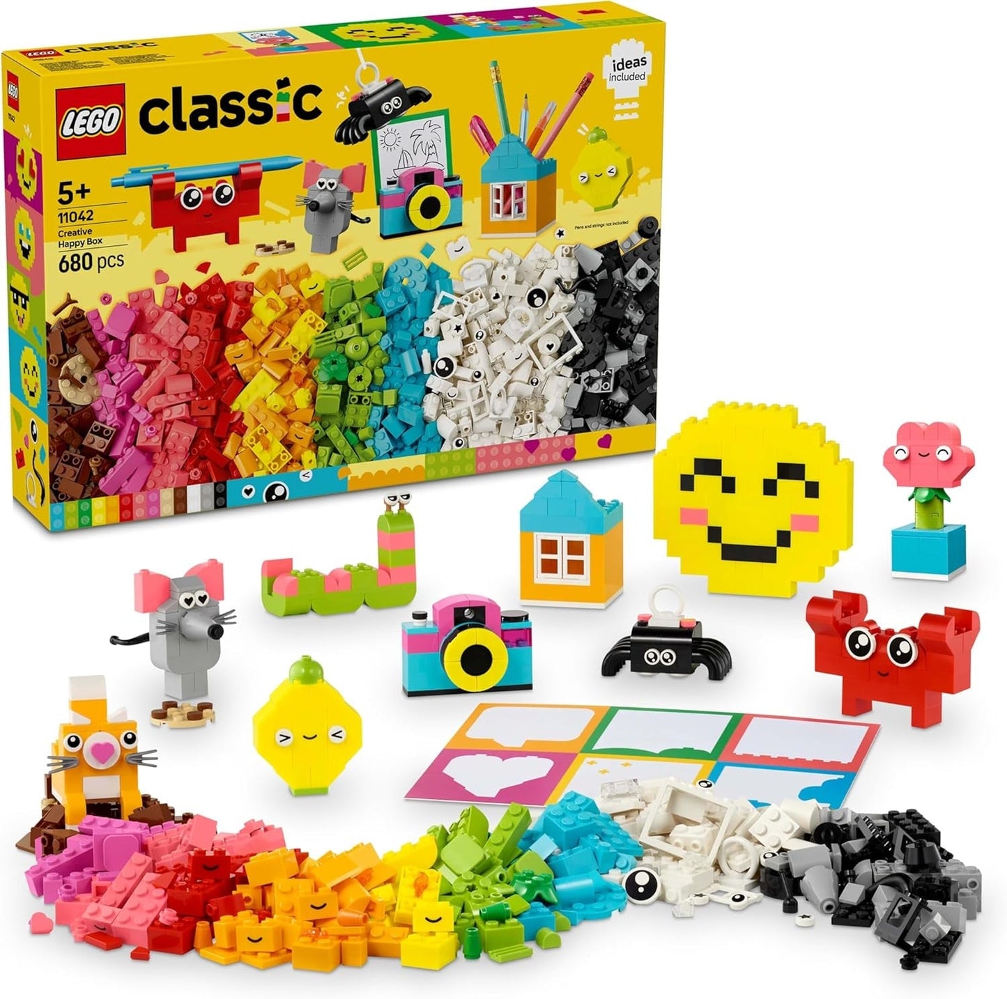 Scatola divertente creativa LEGO Classic, mattoncini colorati per giochi di ruolo fantasiosi, set da costruzione per principianti, giocattoli per ragazze e ragazzi a partire da 5 anni, modelli ricostruibili 11042 Set da costruzione Besuche den LEGO-Store Titolo predefinito
