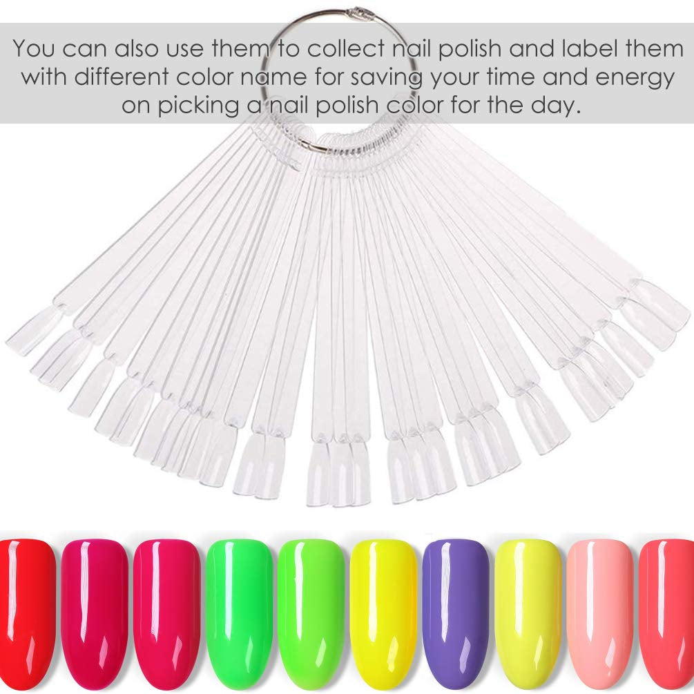 150 Pezzi Nail Art Tips Anello Stick, Trasparente Farbe Karte Platten Nagelleck Display Anello Stick, Nagel Salon Übungen Display Nail Tips