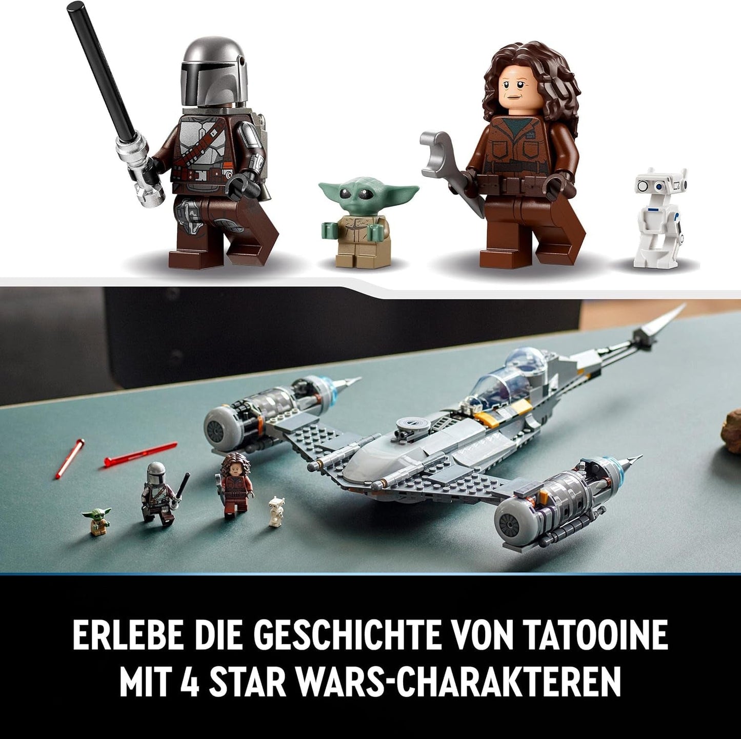 LEGO Star Wars Mandalorian Fighter N-1 dal Libro di Boba Fett Giocattolo da costruzione con astronave Set di 4 personaggi incluso Baby Yoda Figura 75325 Set da costruzione Besuche den LEGO-Store