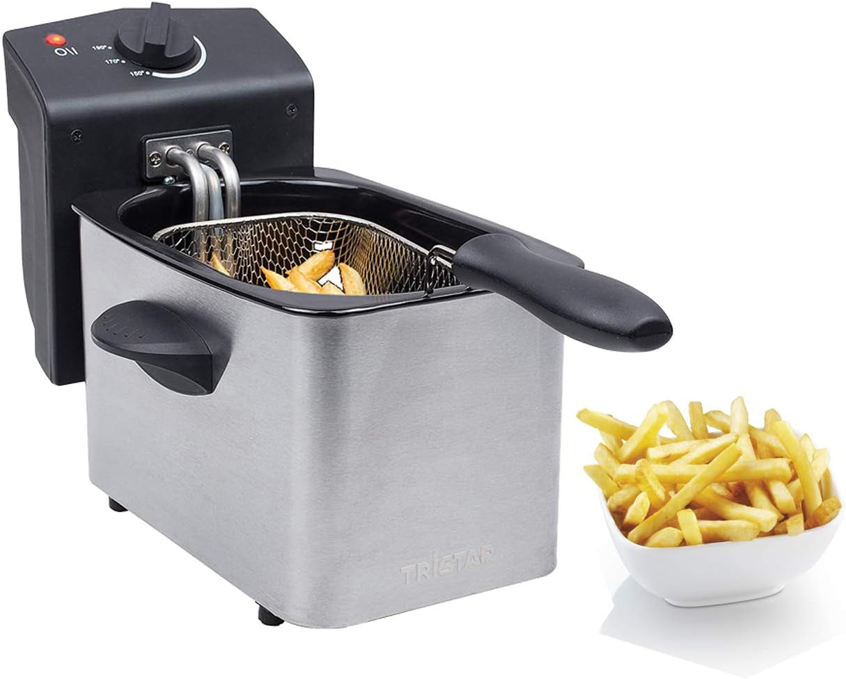 Friggitrice Tristar in acciaio inox - Con capacità di 2 litri, funzione zona fredda e termostato regolabile fino a 190°C, FR-6919, argento Elettrodomestici Naty Shop Default Title
