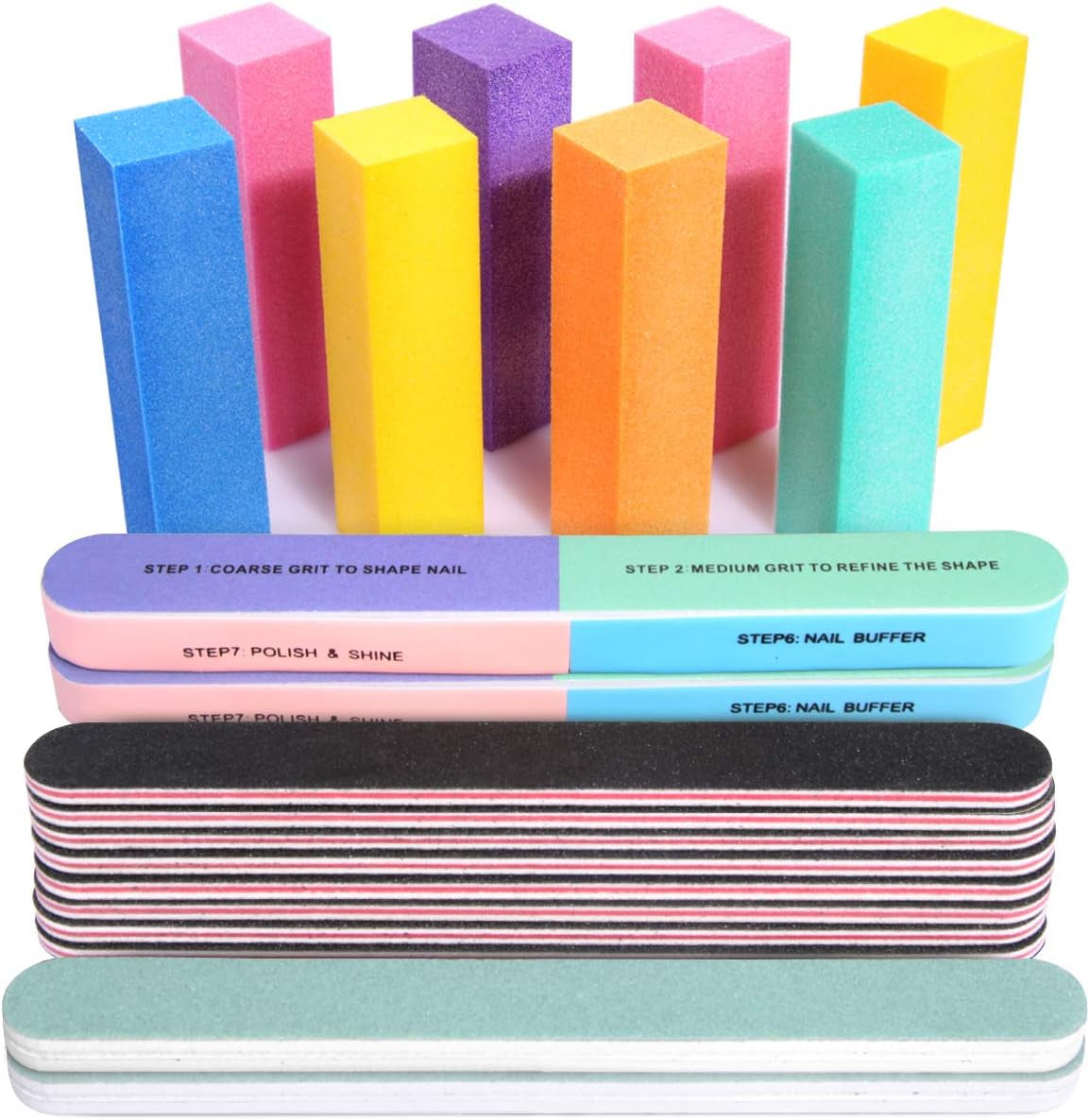 FANDAMEI 20 Pezzi Buffer Per Nagel, Filen Per Gelnägel, Profi Nagelfeile 100/180, Polierfeile Fingernägel, Filen Per Gelnägel, Set manicure e pedicure