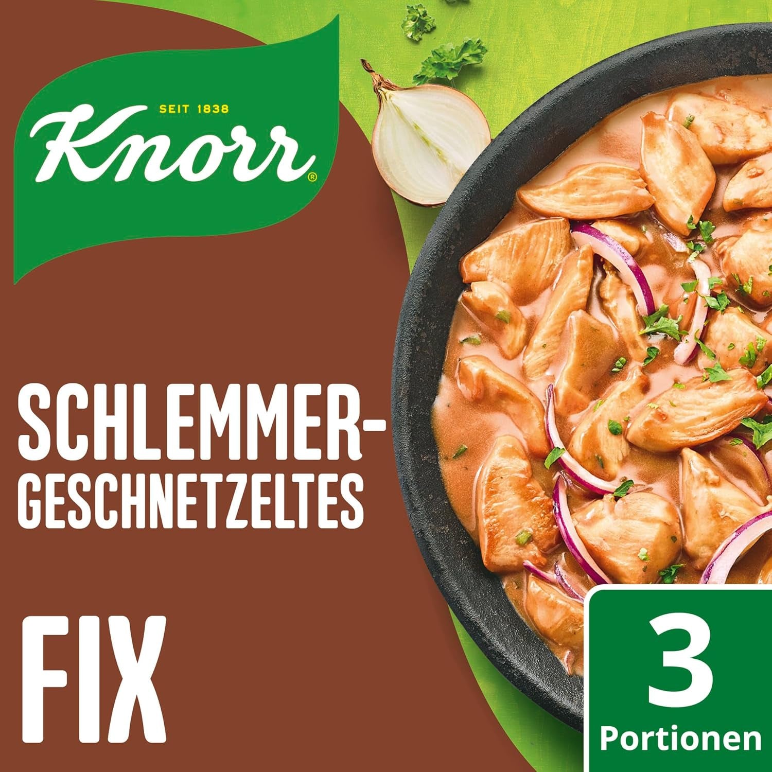 Knorr Fix Würzmischung Schlemmer-Geschnetzeltes für ein leckeres Fleischgericht ohne geschmacksverstärkende Zusatzstoffe 43 g 1 pezzo