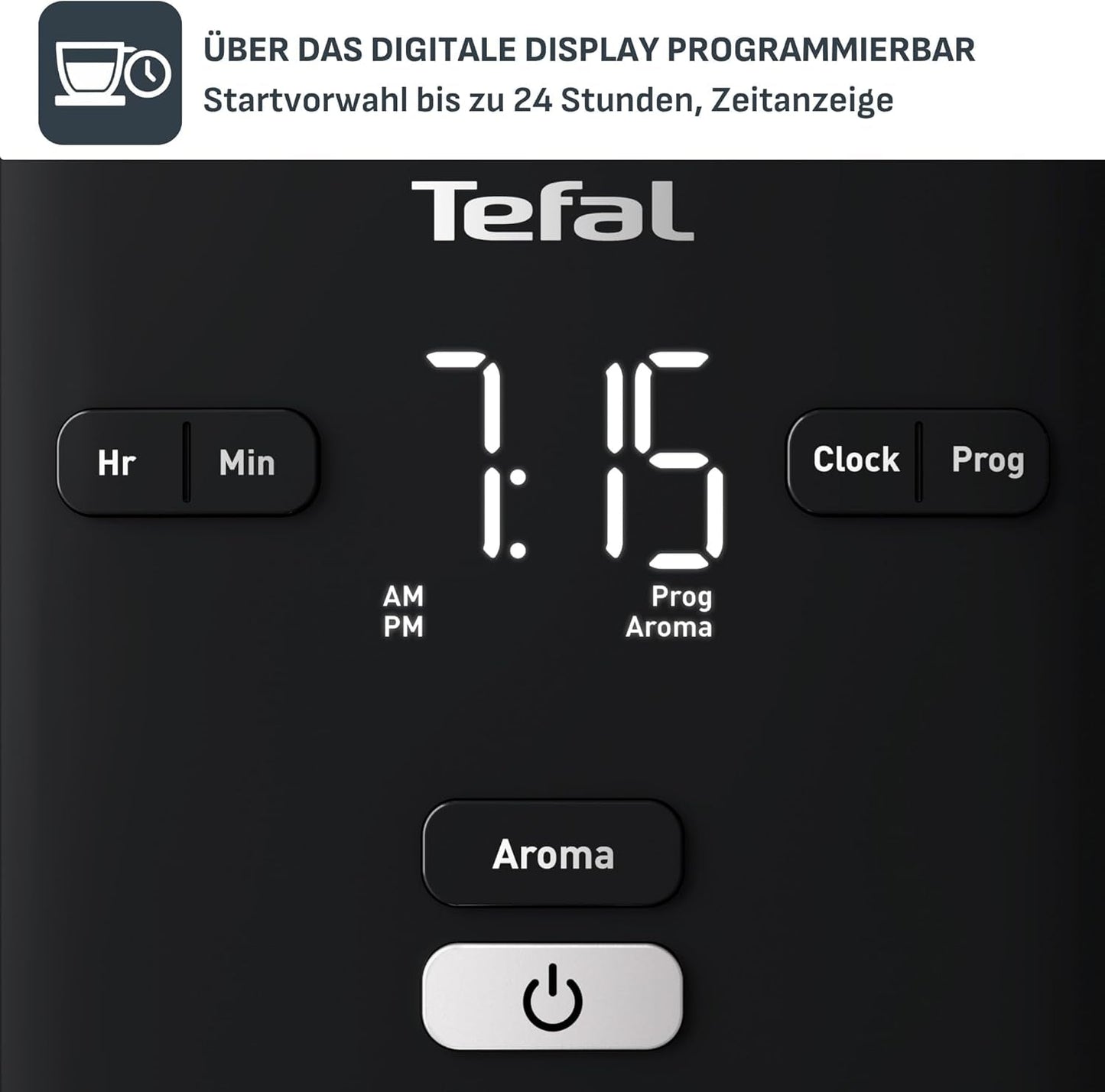 Macchina per caffè espresso Tefal Smart'n Light con timer, Macchina per caffè espresso con filtro programmabile 1,25 L, Funzione Aroma per un aroma intenso, Funzione Mantieni caldo, Antigoccia e Facile da pulire, Nero
