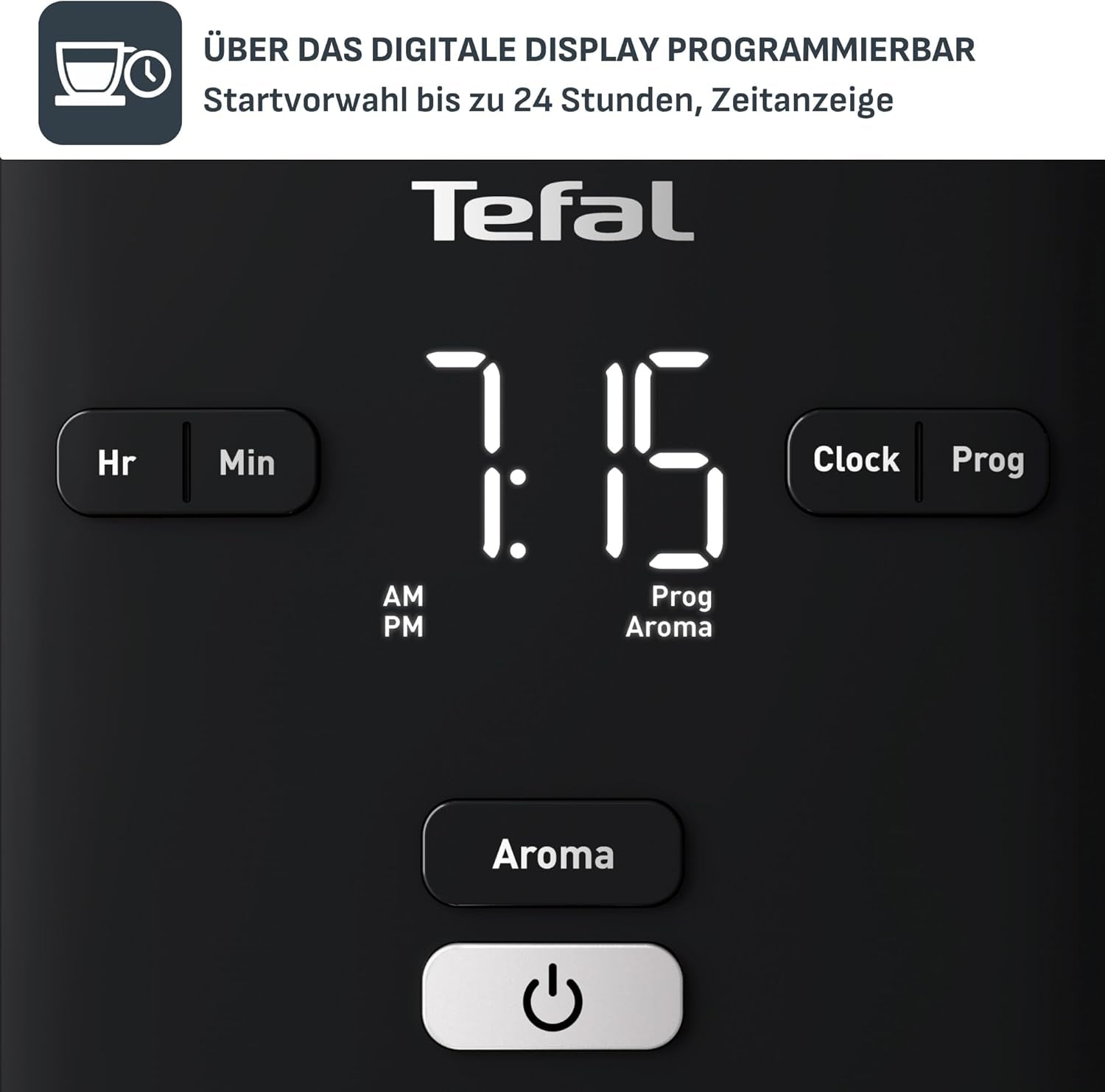 Macchina per caffè espresso Tefal Smart'n Light con timer, Macchina per caffè espresso con filtro programmabile 1,25 L, Funzione Aroma per un aroma intenso, Funzione Mantieni caldo, Antigoccia e Facile da pulire, Nero