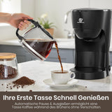Caffettiera con filtro da 1,25 l per 10 tazze di caffè con filtro, caraffa in vetro lavabile in lavastoviglie, thermos, sistema antigoccia, spegnimento automatico, 600 W, protezione contro l'ebollizione senza acqua per casa e ufficio