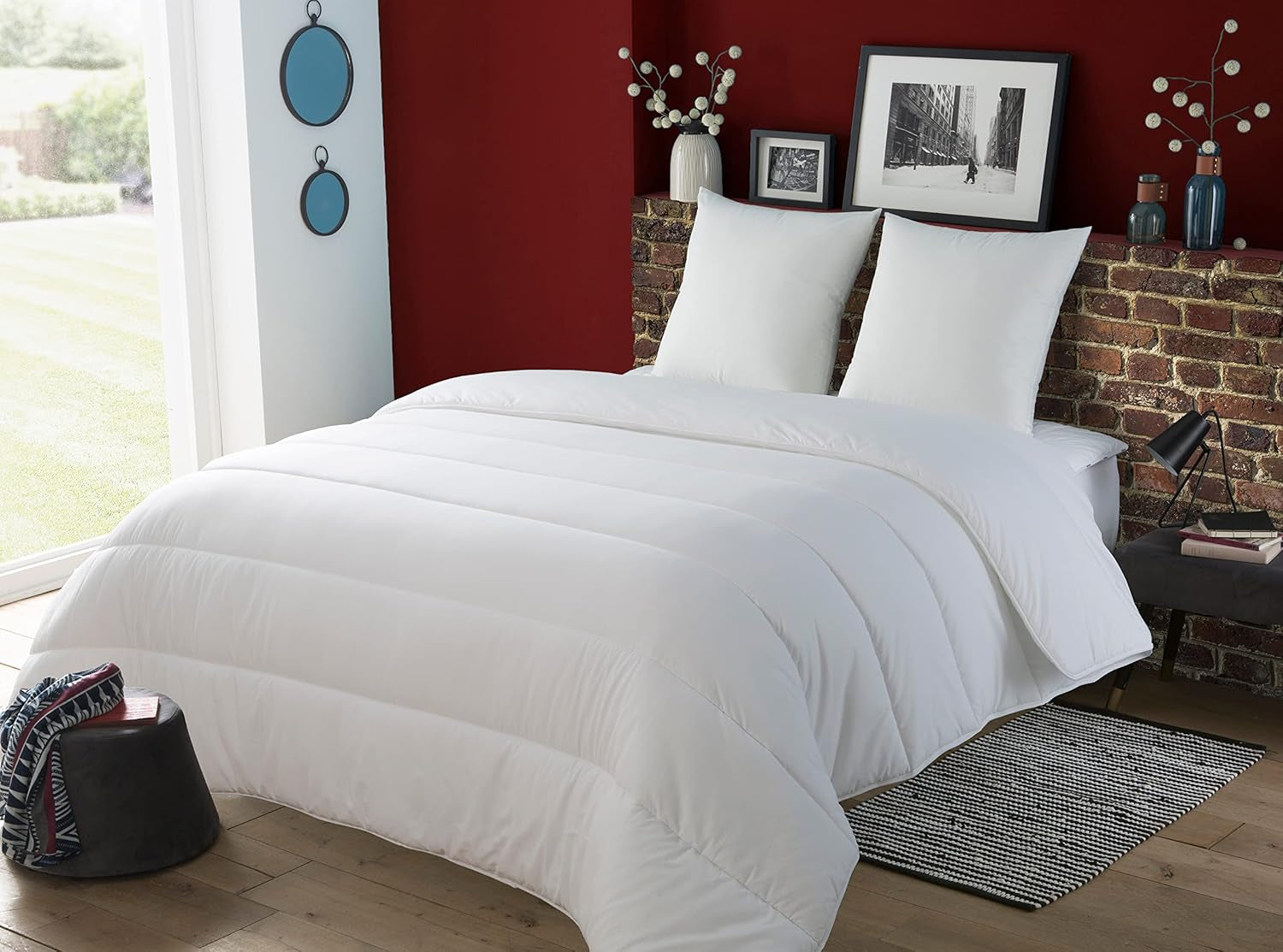30519 220/240 Copripiumino e 2 cuscini Poliestere/Cotone Bianco 220 X 240 Cm Piumini e Trapunte Naty Shop Unicolor