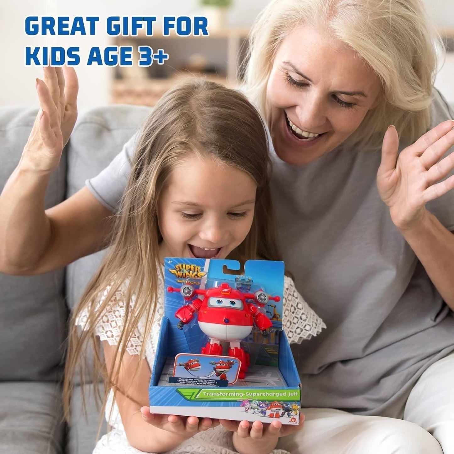 Super Wings Personaggi trasformanti da 5" Confezione da 2 Jett sovralimentato trasformante + Tino Giocattolo trasformatore per ragazzi e ragazze dai 3 anni in su Action Figure rosse Naty Shop