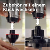 Bosch Stabmixer Ergomaster Serie 6 MSM6M673, 10 Jahre Motorgarantie, Edelstahl-Klingen, Verschleißfreie Keramik-Kupplung, Luftkühlung, Zerkleinerer, Kartoffelstampfer, Schneebesen, 1000 W Kitchen Naty Shop