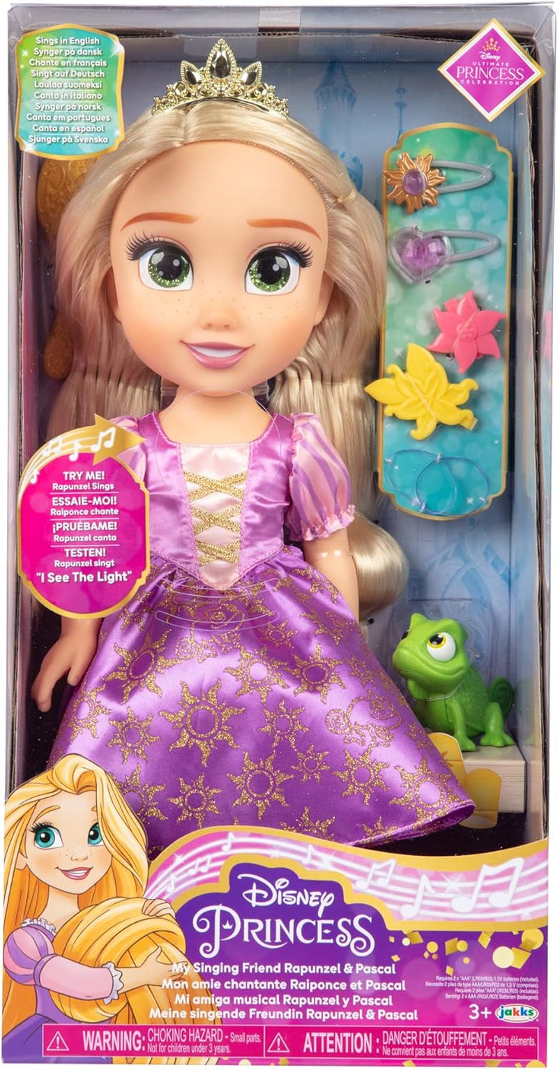 Disney Princess Rapunzel canta bambola 35 cm, canta "I See the Light", include accessori per divertirsi ancora di più, perfetta per bambine sopra i 3 anni, Purple Dolls Naty Shop