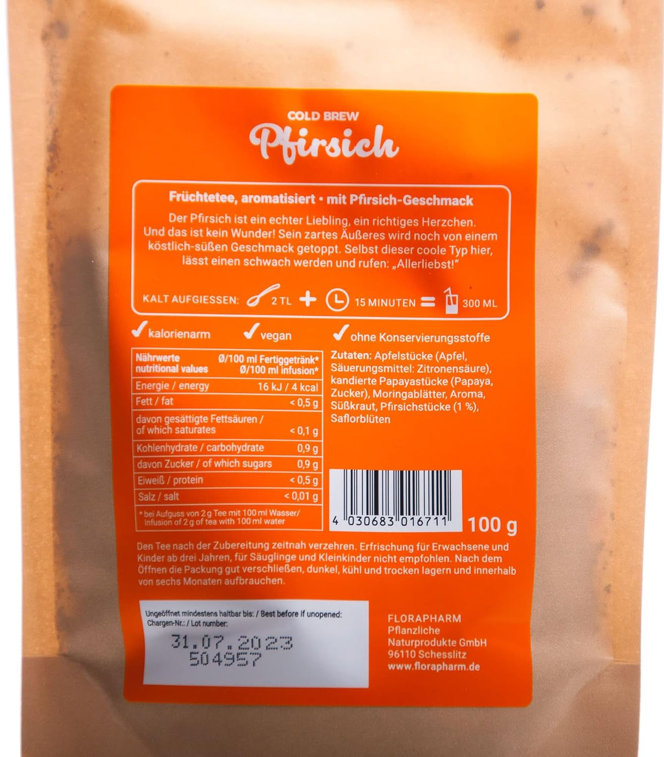 Tè alla frutta Cold Brew "Peach" Infuso freddo - 100 g