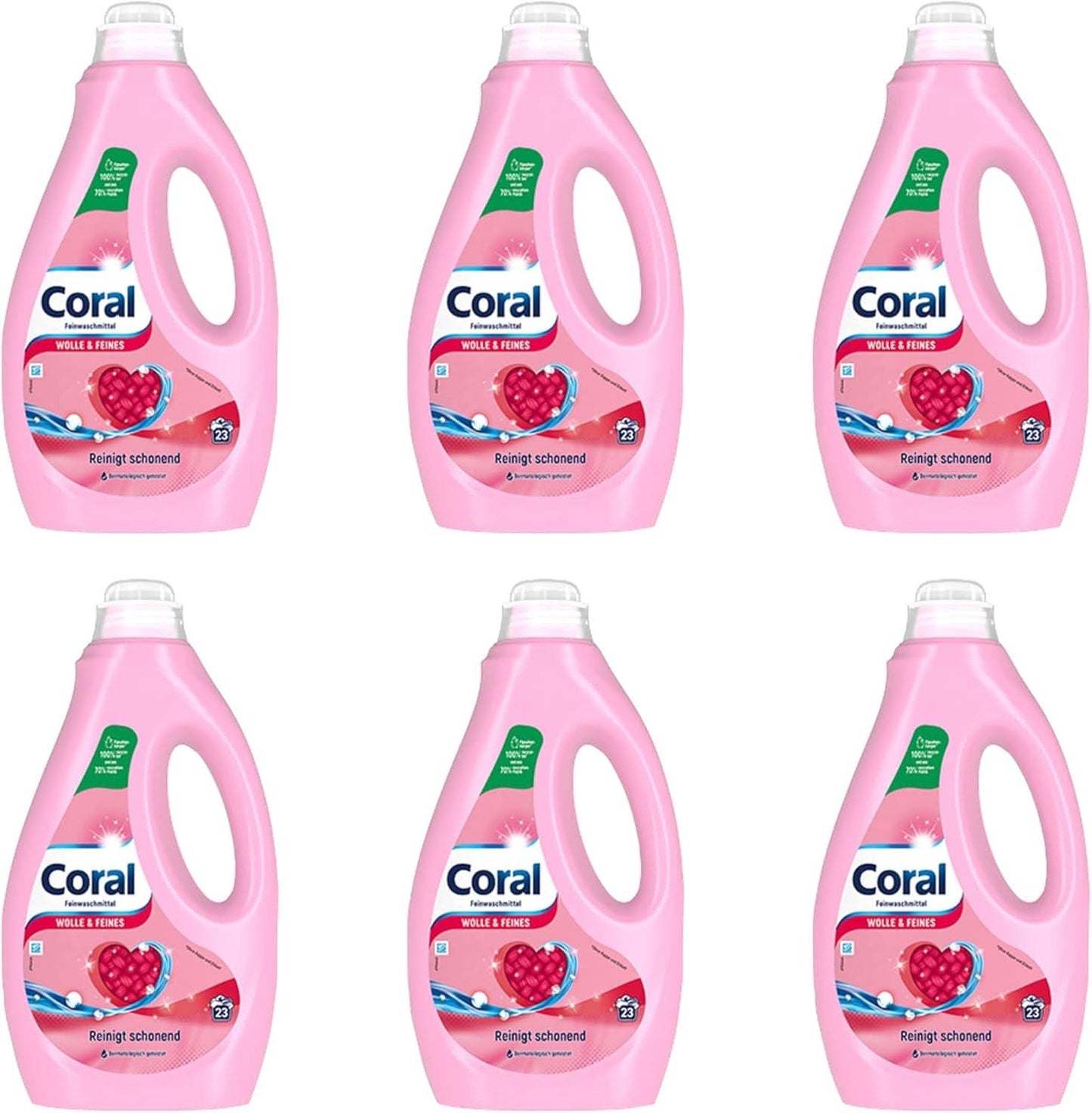 Detersivo liquido delicato Corallo per lana e bucati delicati, 23 lavaggi, 1,15 Litri Detersivi Bucato Naty Shop Set 6 x 1,15 Litri