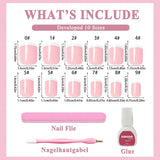 240 set di unghie finte corte francesi, unghie artificiali quadrate, colla sulle unghie, punte per unghie acriliche, unghie finte per donne, nail art fai da te