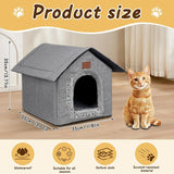 Katzenhaus Outdoor Winterfest, Katzenhöhle, Hundehöhle mit Abnehmbarem Plüschkissen, Wasserdicht Wetterfester, Hundehütte Indoor, Hundehaus für Drinnen/Indoor 35x30x35cm (Grigio, S)