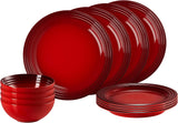 Le Creuset Servizio Piatti in Gres, 12 Pezzi, Rosso Ciliegia, 79351000607081