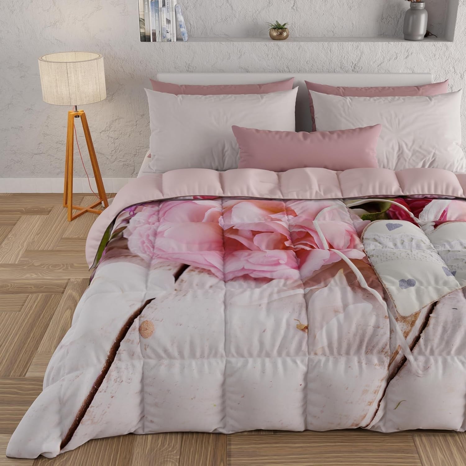 PETTI Artigiani Italiani - Trapunta invernale, Trapunta invernale, Trapunta singola, Double face, Stampa monocolore e digitale, Microfibra anallergica 100%, Made in Italy Trapunte e piumini Naty Shop Country chic King Single