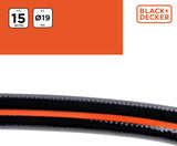 BLACK+DECKER Tubo da Giardino 15 metri - Ø19MM - PVC resistente - Irrigazione del giardino, lavaggio dell'auto, riempimento della piscina - Compatibile con qualsiasi rubinetto standard - Nero/Arancione