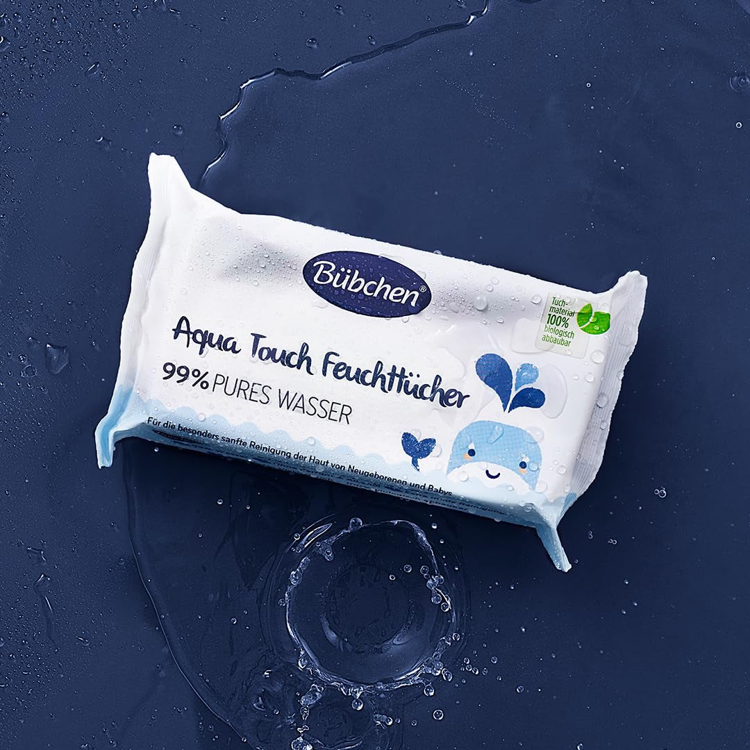 Bübchen Aqua Touch Baby Wet Wipes 144 pezzi (3 x 48) - Salviette per la cura della pelle sensibile con acqua pura al 99%, salviette umidificate per neonati e bambini