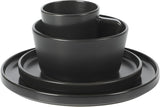 Set di stoviglie Bowery, 32 pezzi, nero opaco, gres, piatti, ciotole e tazze, per 8 persone