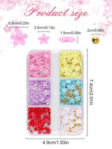 Kalolary Ciondoli per Nail Art Fiori, Fiori in Acrilico 3D per Unghie Cinque Petali Ornamenti Floreali Gemme per Unghie Strass Perline in Metallo Misto per Creazione di Gioielli Fai da Te Nail Art Design (2 Scatole)
