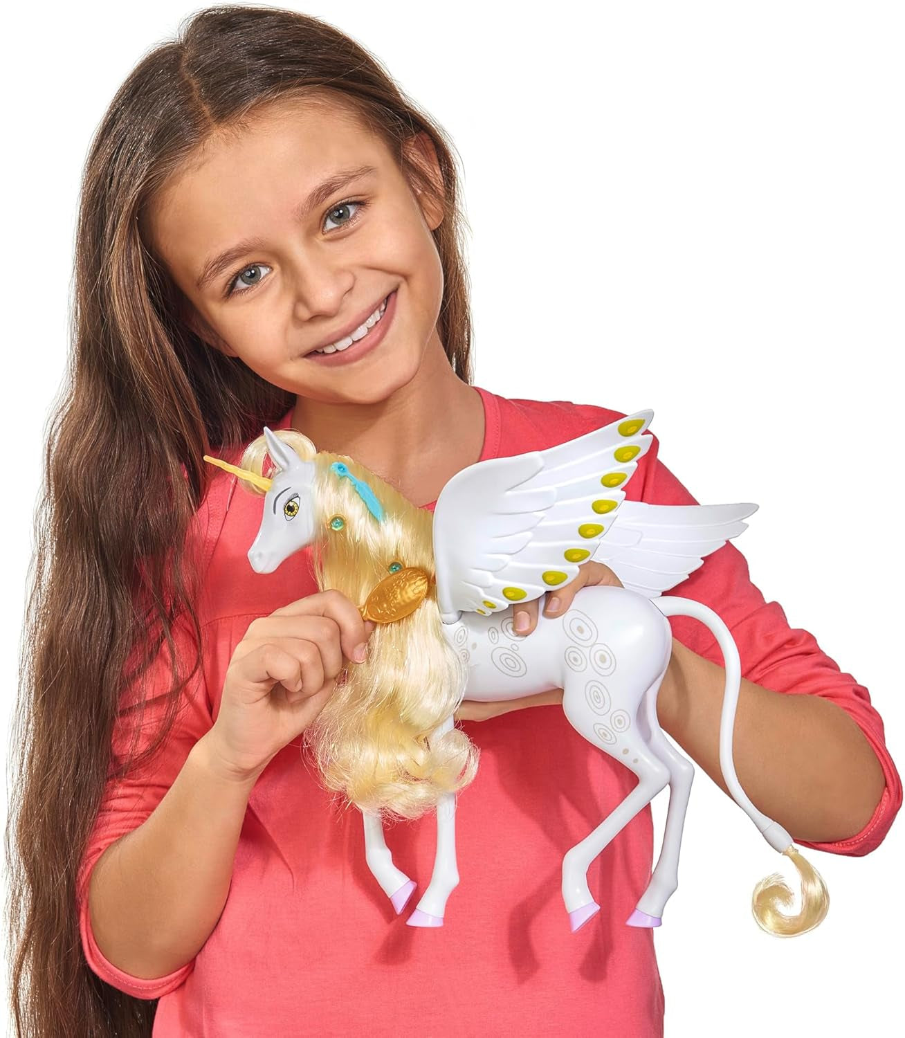Simba 109480093 - Mia and Me Unicorno Onchao, con ali mobili, fermagli per capelli, spazzola per acconciature, cavallo giocattolo, pony, Centopia, dai 3 anni in su, rosa