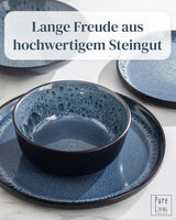Servizio stoviglie 18 pezzi in gres ceramica per 6 persone, design Ibiza, VINCITORE DEL TEST. Uno splendido set di stoviglie mediterranee in gres ceramico comprensivo di ciotole e piatti. Set di stoviglie Pure Living in blu fumoso.