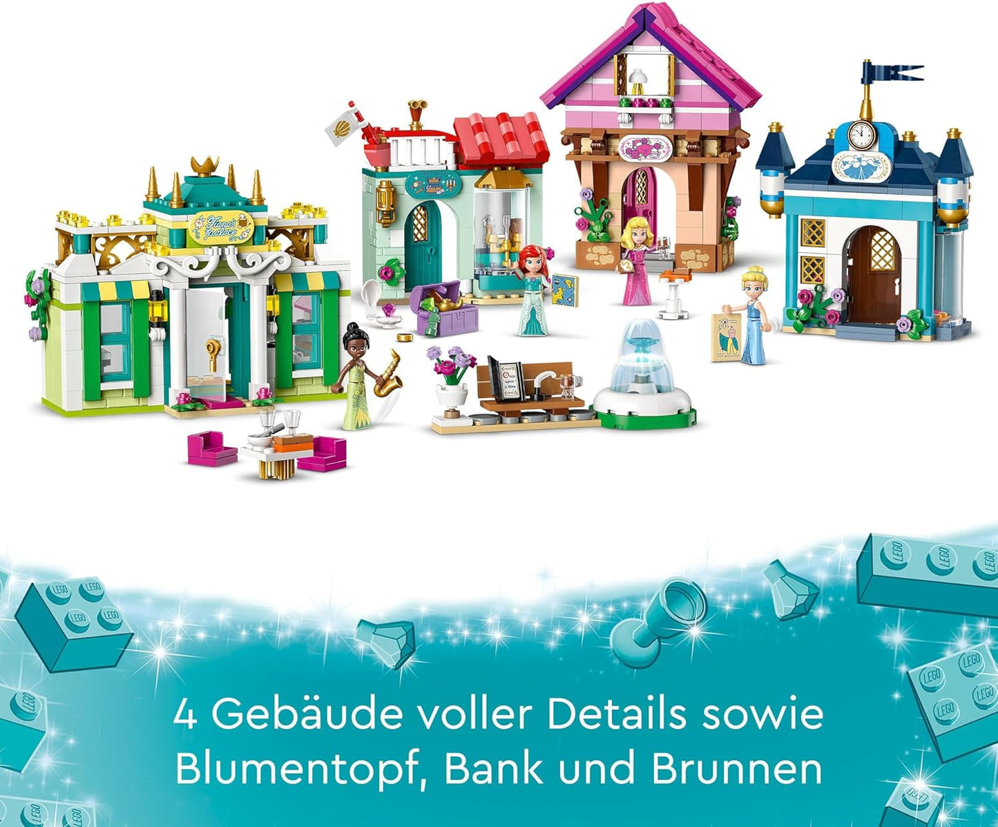 LEGO Disney Princess: Disney Princess Adventure Market, casa giocattolo con 4 bambole tra cui Cenerentola e Ariel, set da gioco con mappa del tesoro, regalo per ragazze e ragazzi a partire da 6 anni 43246 Set da costruzione Besuche den LEGO-Store