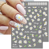 Adesivi per unghie Margherite bianche in rilievo 5D Adesivi per unghie Fiori Adesivi autoadesivi in ​​lamina di fiori Adesivi per nail art Margherite Accessori per la decorazione delle unghie Adesivi di design floreale Nail Art