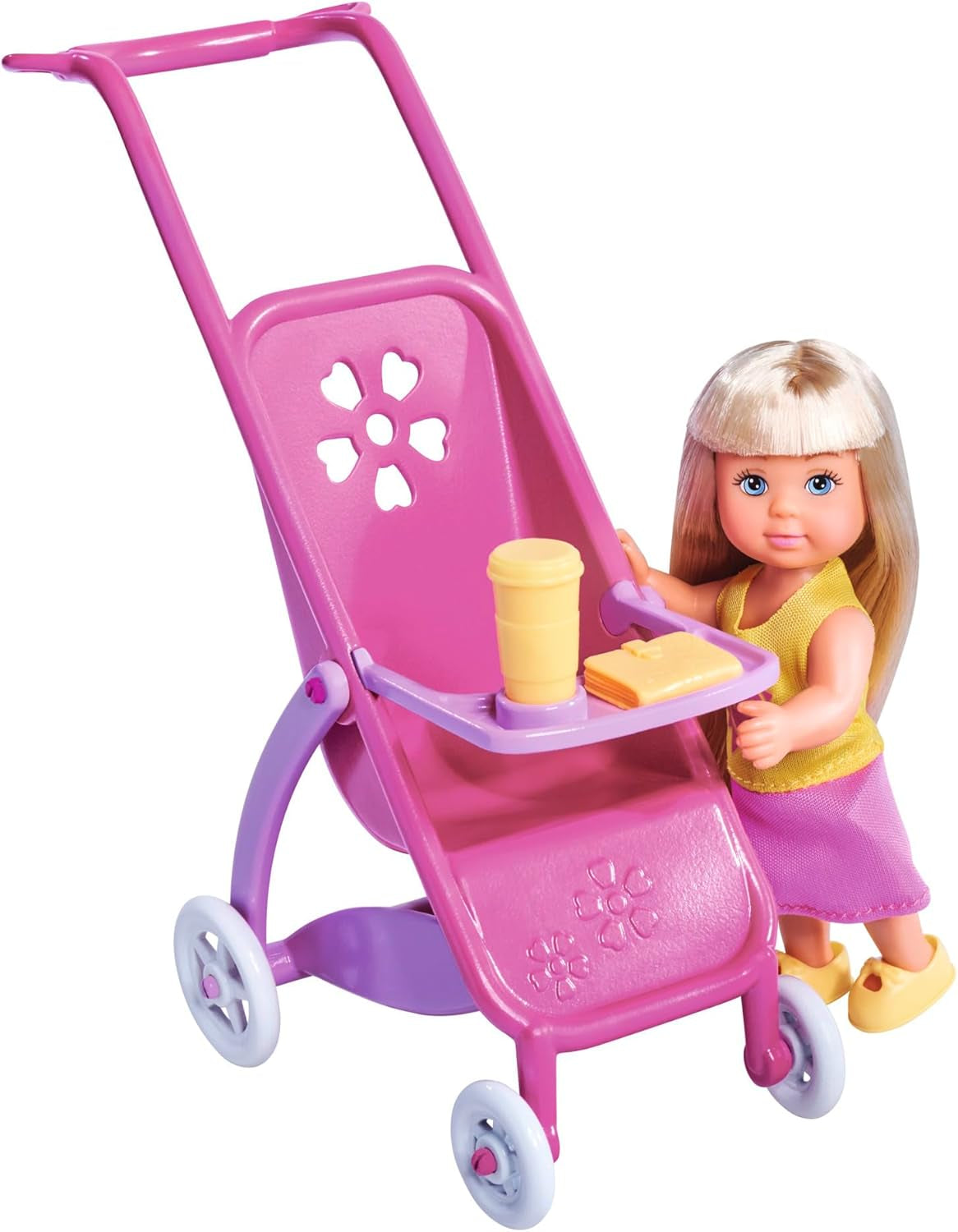 Simba 105733673 - Steffi Love Happy Family, bambola incinta, Kevin, Evi e bebè con passeggino, 11 pezzi, accessori, 30 cm, dai 3 anni in su