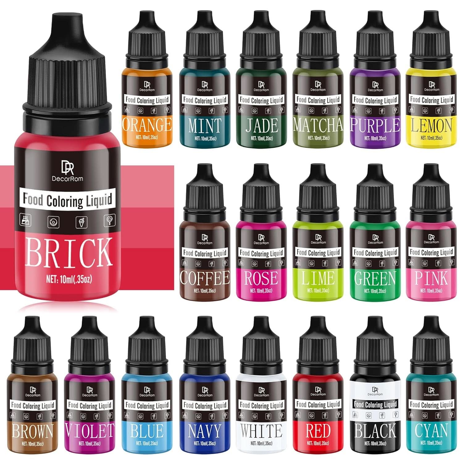 Colorante alimentare liquido, 10 ml Naty Shop 10 ml (set da 20 pezzi)