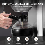 VEVOR Macchina per caffè espresso commerciale con filtro da 12 tazze con 3 caraffe in vetro e 3 piastre riscaldanti Macchina per caffè espresso in acciaio inossidabile con fornitura automatica di acqua per bar ristorante ufficio
