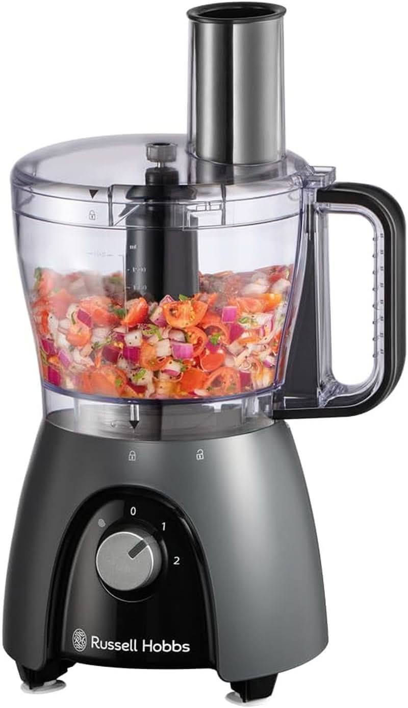 Robot da cucina Russell Hobbs [frullatore/tritaverdure/frullatore da tavolo/tritatutto/frullatore] robot da cucina (impastare, mescolare e affettare), carbone opaco Kitchen Naty Shop
