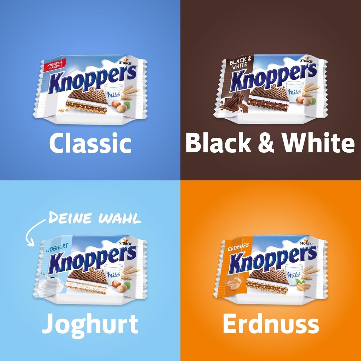 Yogurt – 4 x 200 g – Fette di wafer ripiene di crema allo yogurt e torrone, nocciole e cacao