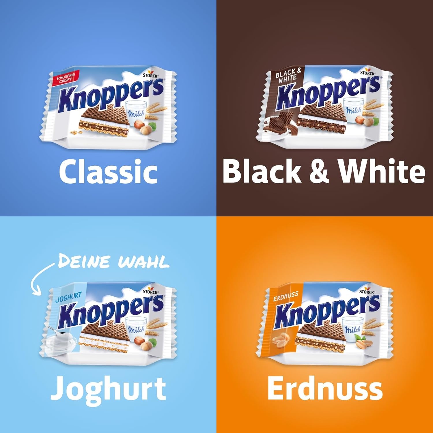 Yogurt – 4 x 200 g – Fette di wafer ripiene di crema allo yogurt e torrone, nocciole e cacao