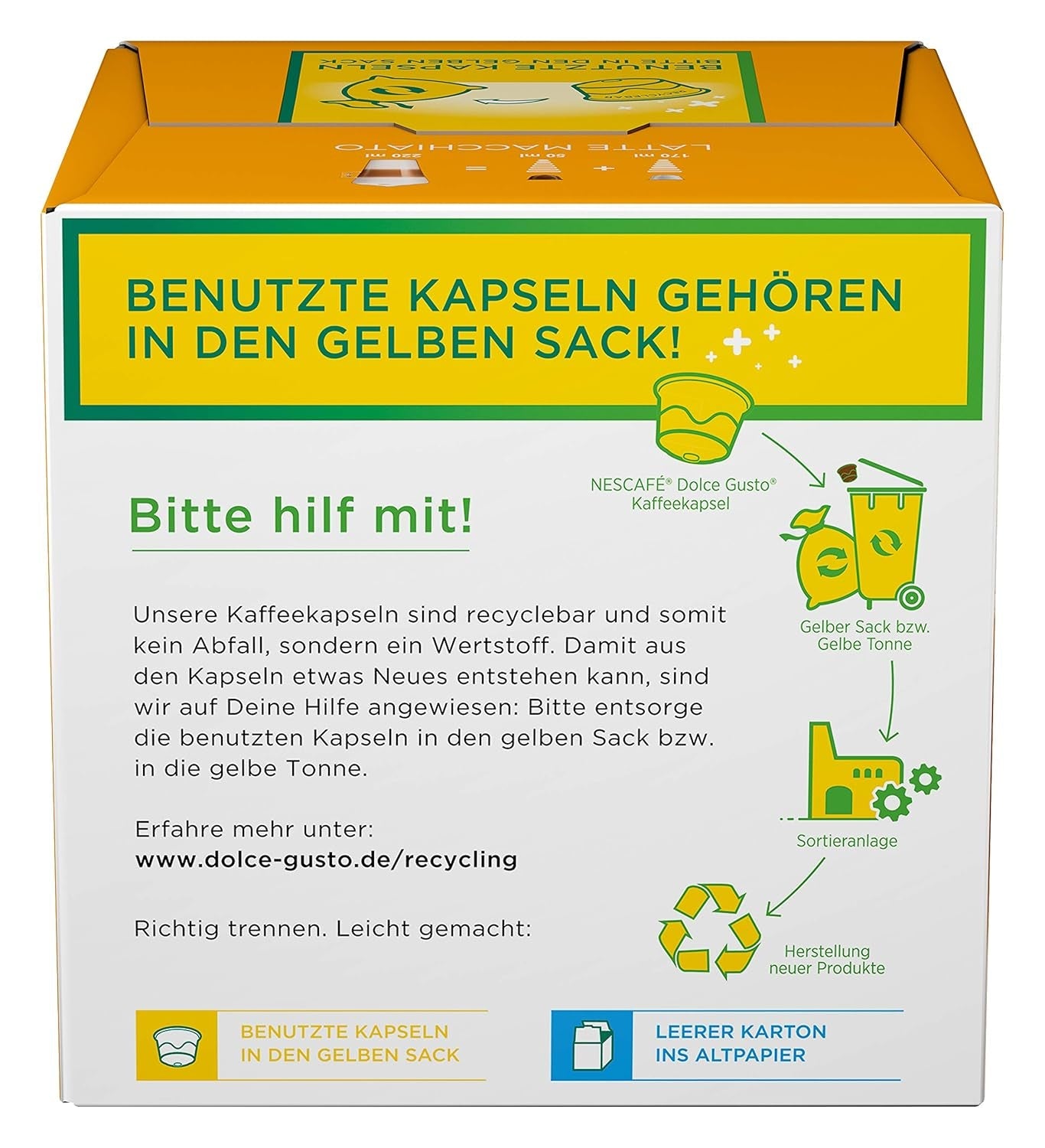 NESCAFÉ Dolce Gusto Latte Macchiato, 48 Kaffeekapseln, Aromatischer Espresso, 3-Schichten - Köstlichkeit aus feinem Milchschaum, Aromaversiegelte Kapseln, 9er Pack (3x16 Kapseln)