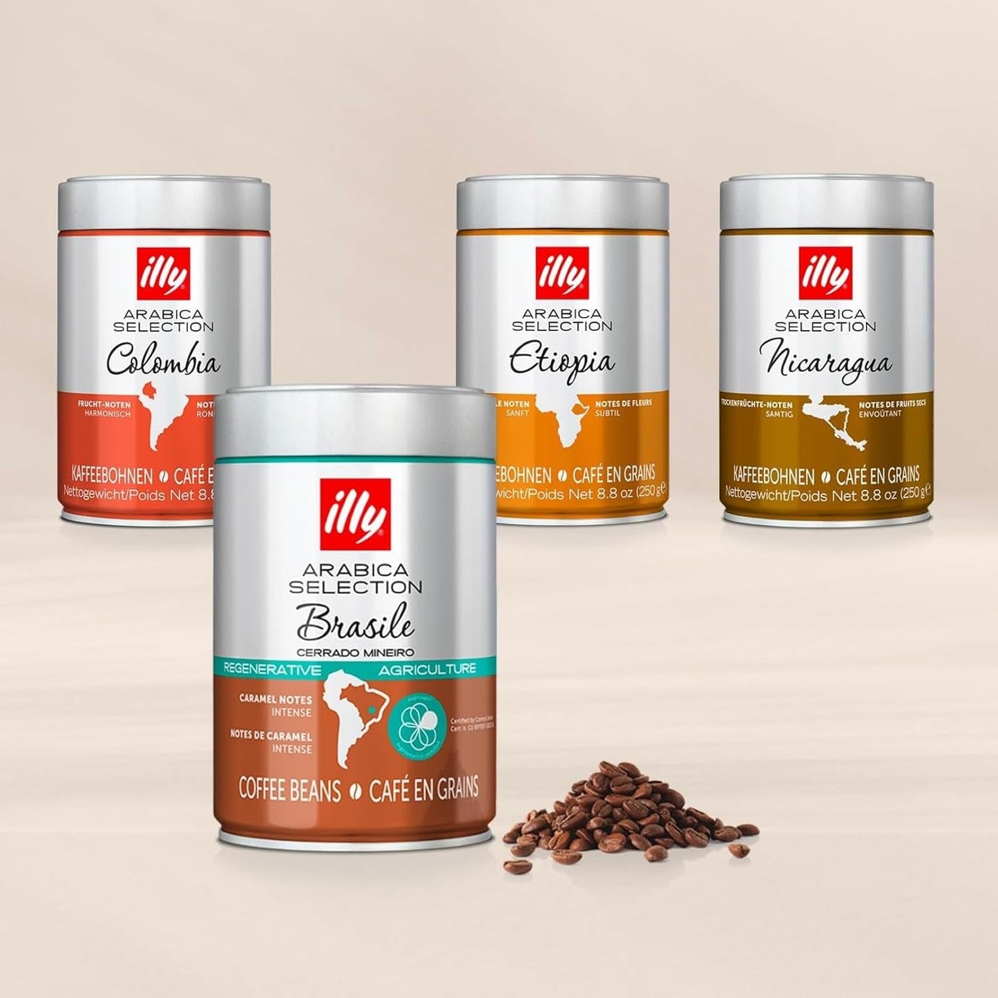 illy, Kaffeebohnen Arabica Selection Costa Rica, 100% Arabica con caramello, note di cioccolato e note di vaniglia, süßer Gesmack, 1 dose da 250 g