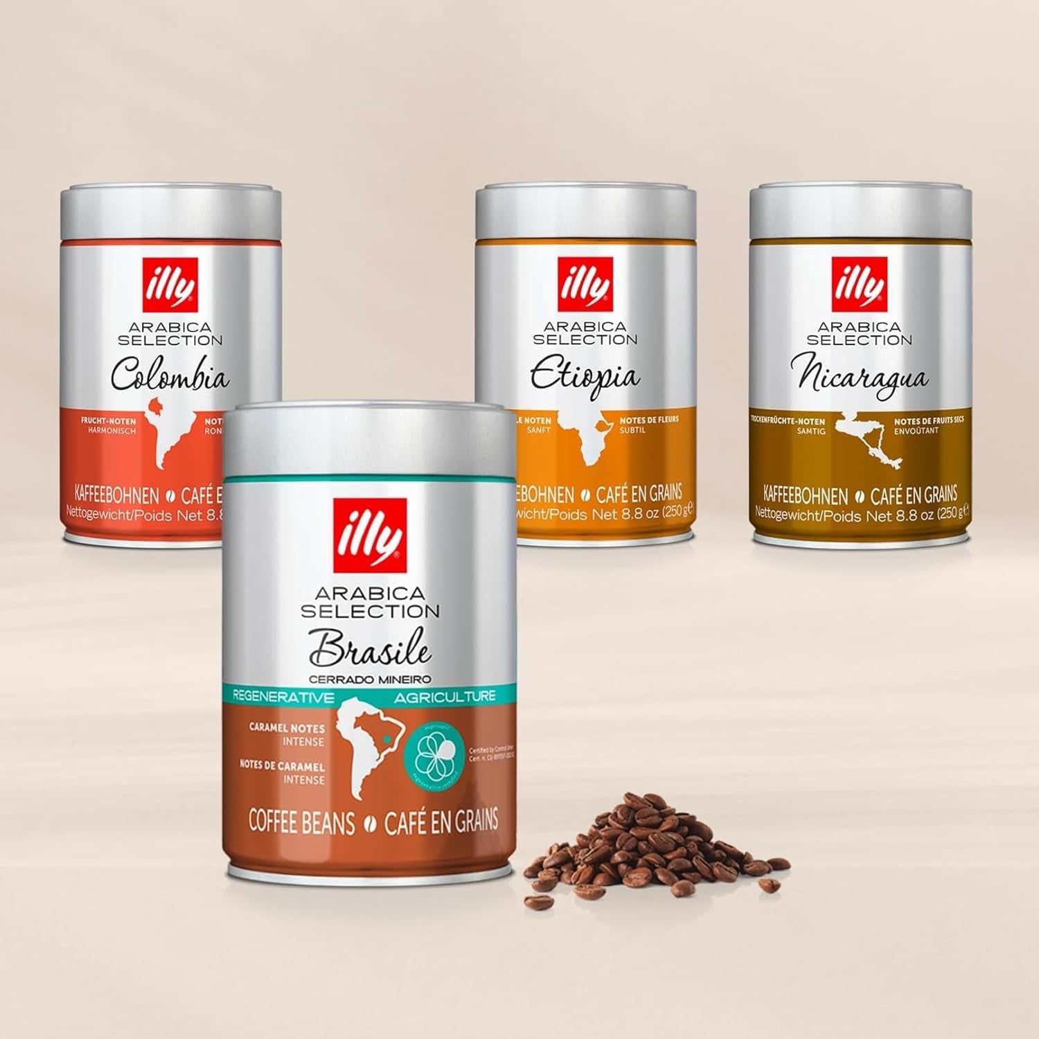 illy, Kaffeebohnen Arabica Selection Costa Rica, 100% Arabica con caramello, note di cioccolato e note di vaniglia, süßer Gesmack, 1 dose da 250 g