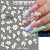 Adesivi per unghie Margherite bianche in rilievo 5D Adesivi per unghie Fiori Adesivi autoadesivi in ​​lamina di fiori Adesivi per nail art Margherite Accessori per la decorazione delle unghie Adesivi di design floreale Nail Art