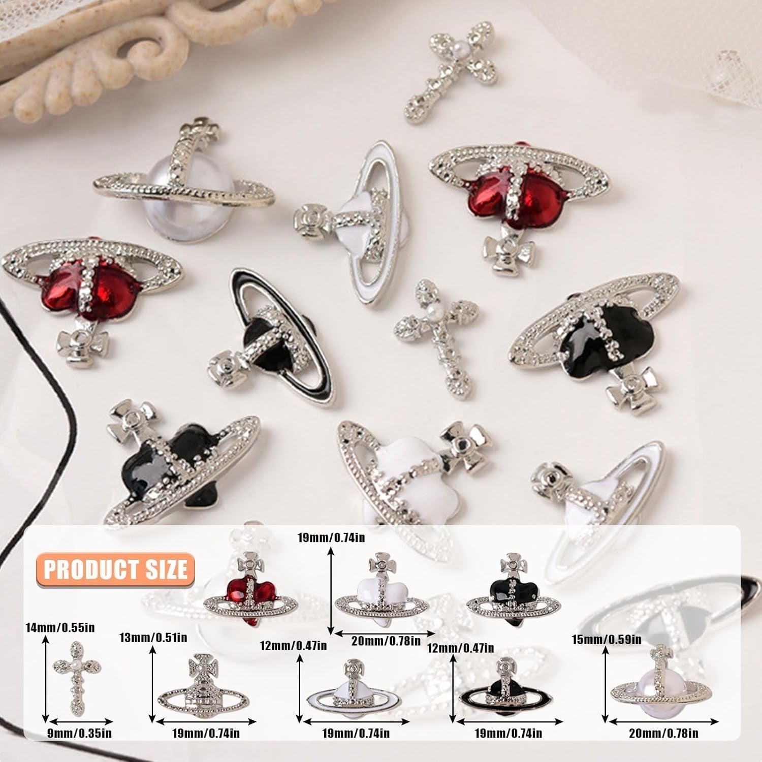 Planet Nail Art Charms, 32 Stück Saturn Shape Nagel Edelsteine ​​Für Acrylnägel, Glänzender Nagel Strasssteines Mädchen Nail Art DIY Handwerk Dekoration Zubehör