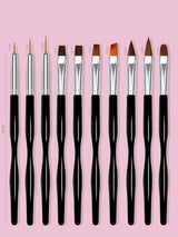 Set di spilli per nail art, 10 pezzi Nageldesign Malerei Pinsel, Pinsel professionali per nail art, Nail Fine Liner Pinsel, Schwarz