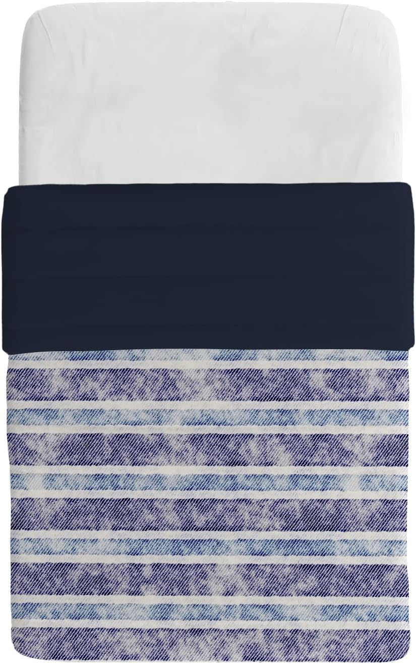 Coperta estiva basic, microfibra, righe jeans, 200X240Cm Trapunte e Piumoni Naty Shop